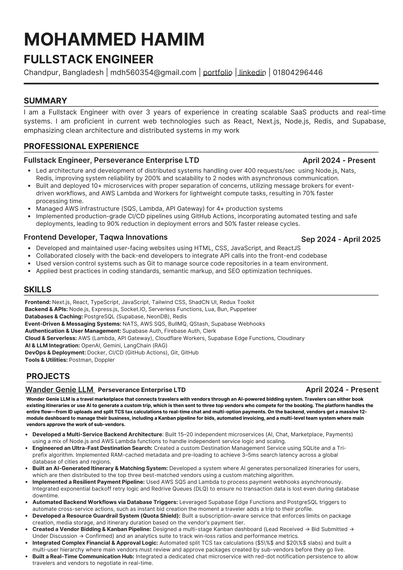 Resume Preview Document